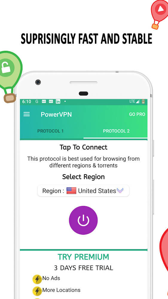 VPN : Power VPN – Fast Secure Unlimited VPN Proxy