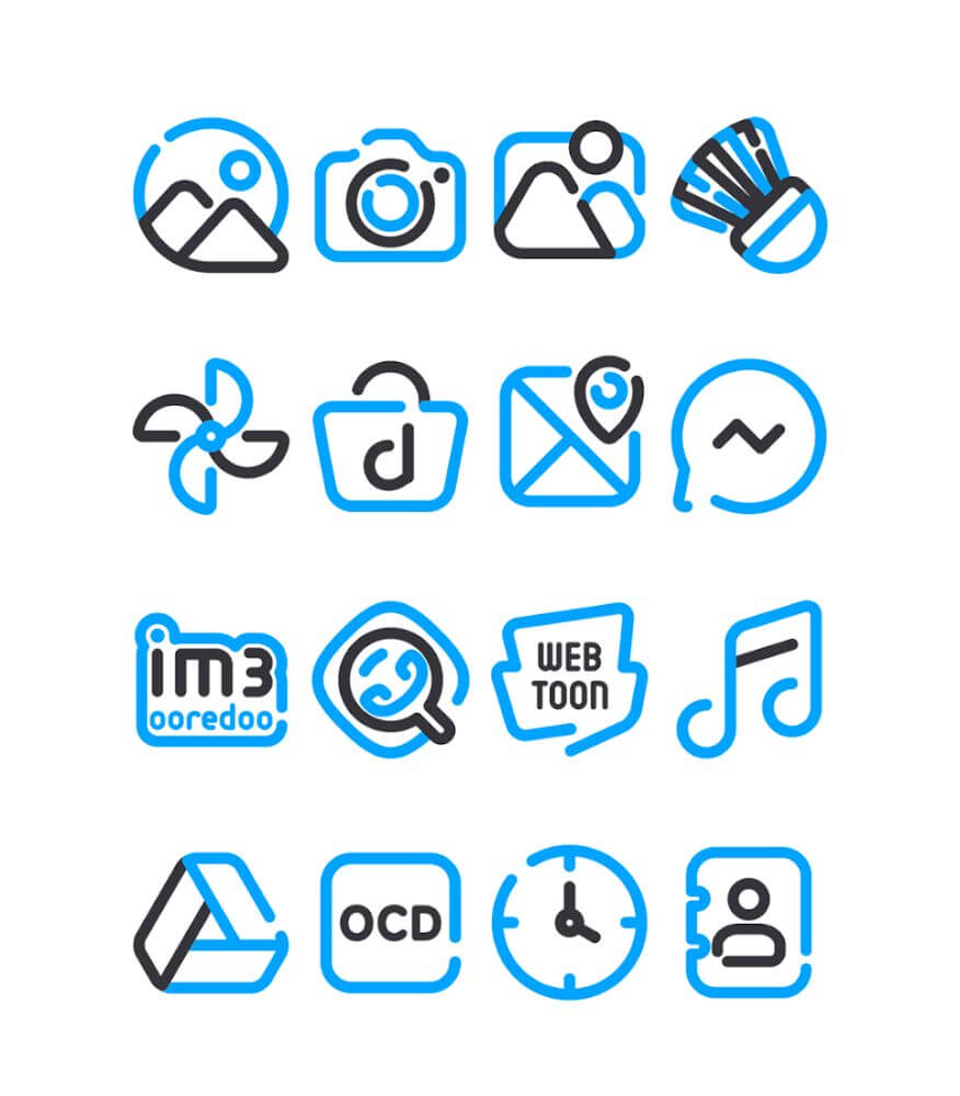 Lineblack – Blue icon Pack