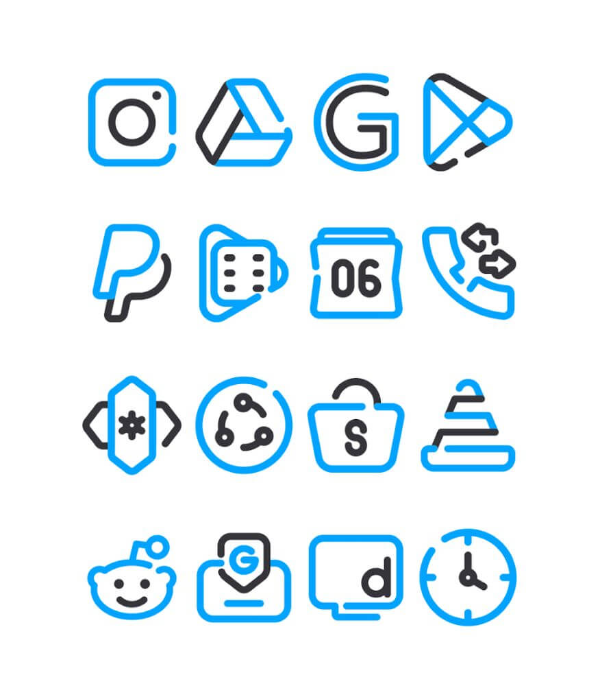 Lineblack – Blue icon Pack