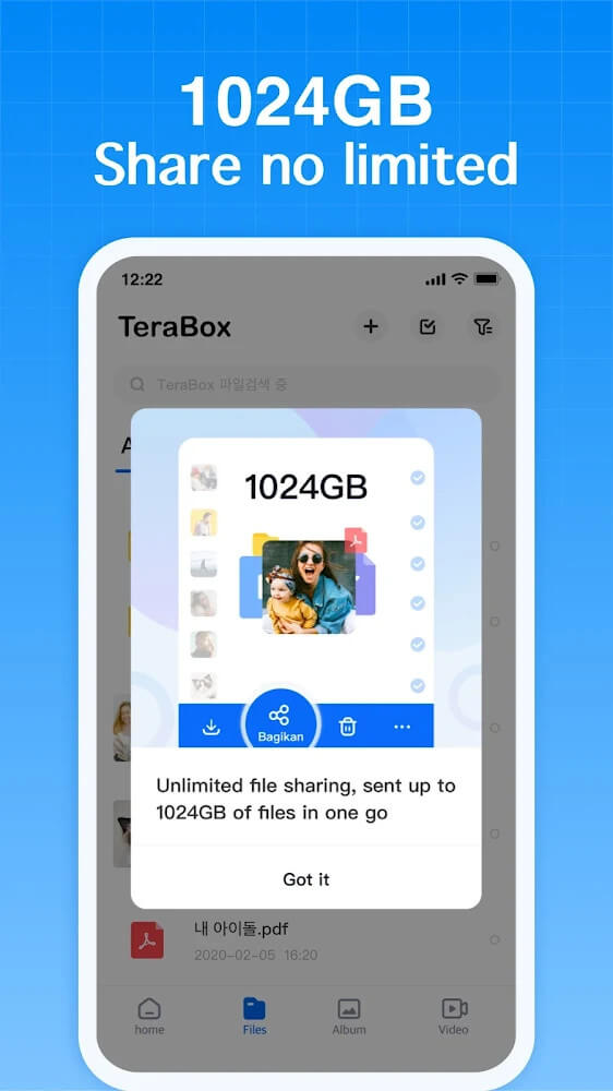 Terabox: مساحة التخزين السحابية