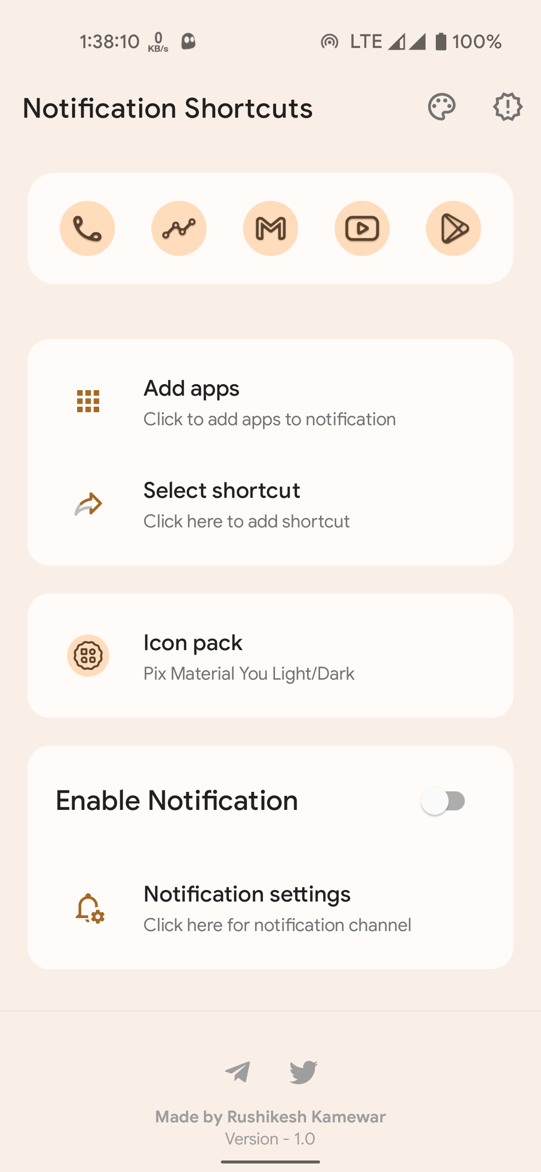 Notification Shortcuts