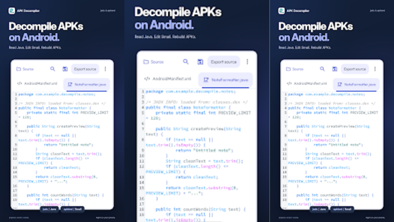 APK Decompiler: jadx & apktool